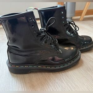 Dr Martens - Black Patent 1040 iridescent boots